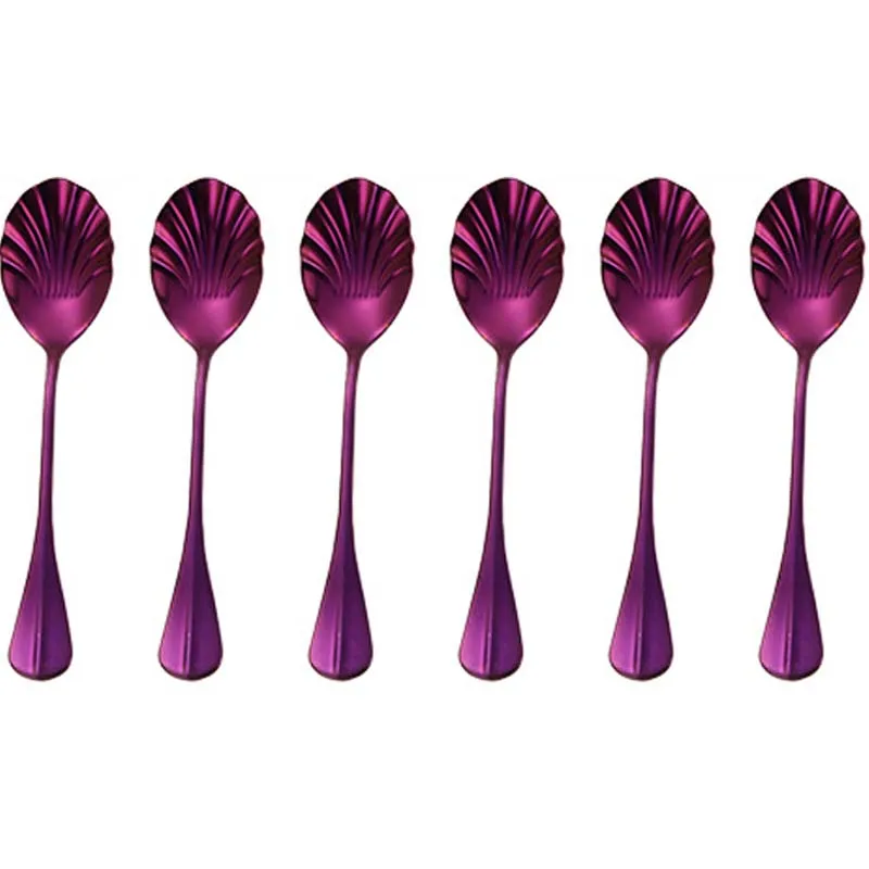 Christmas Decor Shell Shape Coffee Spoons, Colorful Dessert Tea Spoons, Dinnerware Set,Tea Mixing Scoop Suit, Cutlery Set