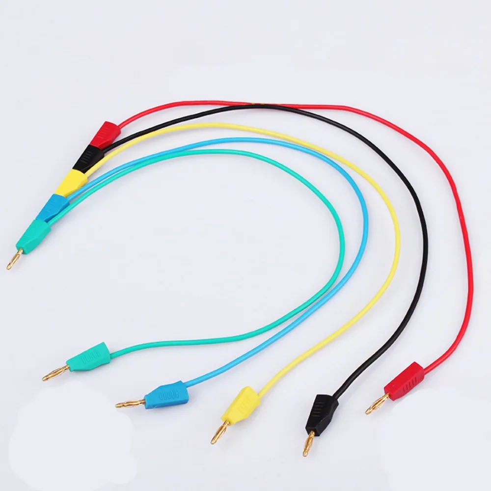 1Pc 2mm diameter testing wire with 2 plugs gold-plated pin applicable to 1000V 5A soft durable test wire red/yellow/green 10cm