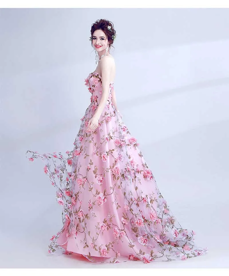 Wedding Women Pink Strapless Ball Gown Evening Party Dress Unique Formal Dress Red Carpet For Lady Large Size 5XL