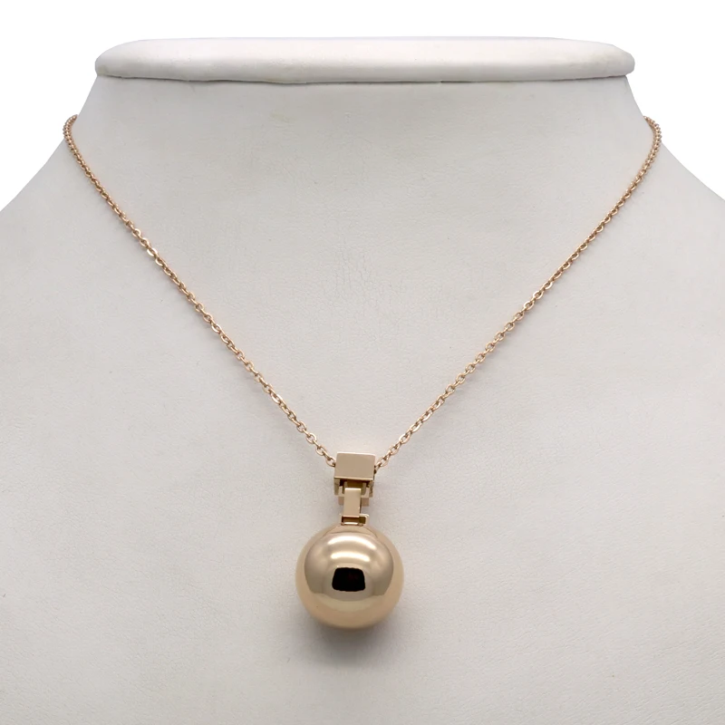 Hot sale Height Polishing Mirror Side Stainless Steel Ball Pendant Necklace Female Jewelry Gold Necklaces & Pendants For Women