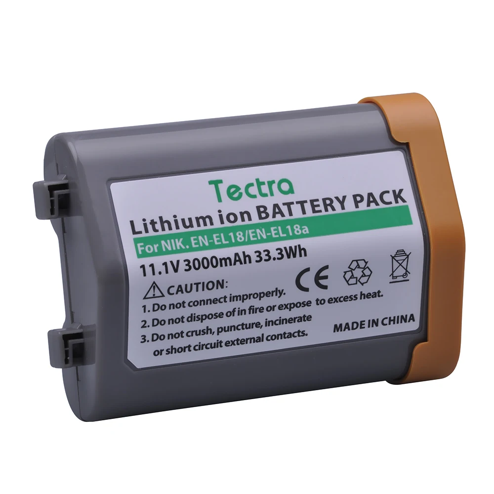 Tectra 3000mAh 1Pcs EN-EL18 EN-EL18a Battery for Nikon ENEL18 ENEL18a Battery MH26a MH-26a MH-26 for Nikon D5 D4 D4S Camera