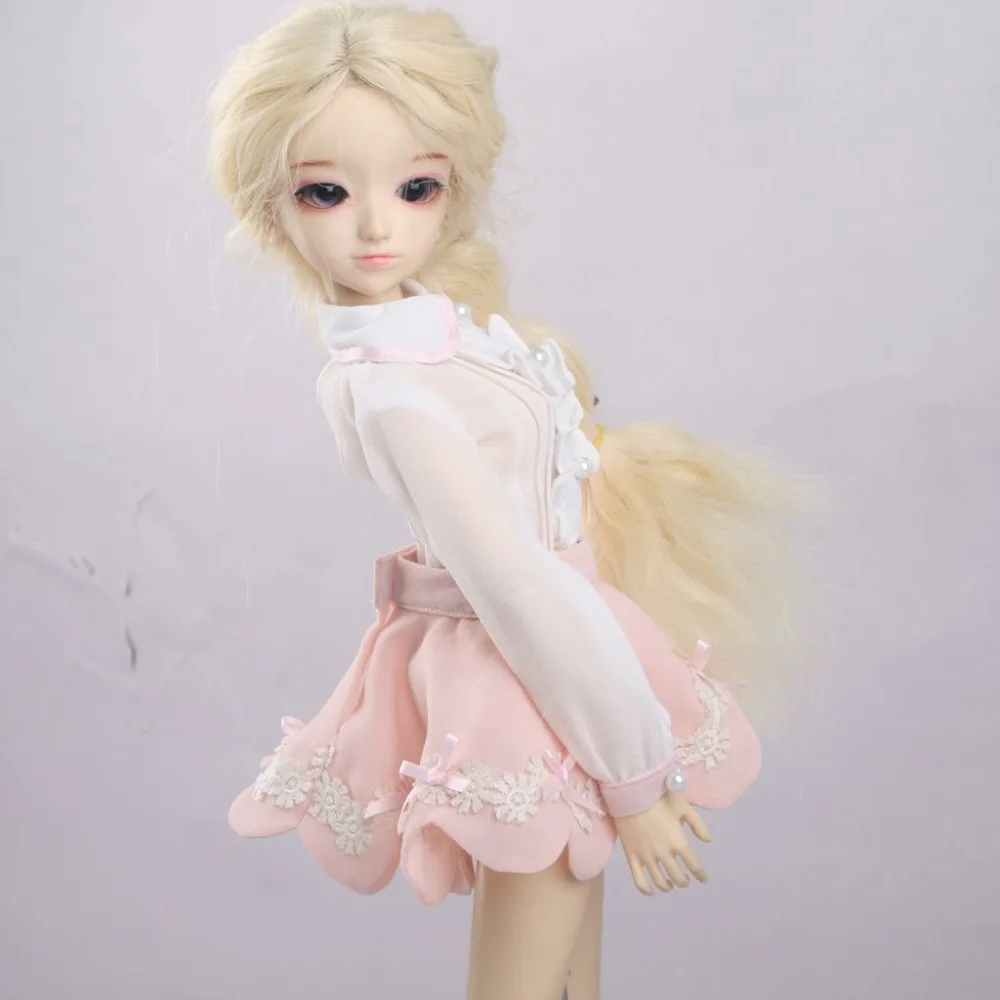 [wamami] 05# Dollfie Pink Lolita Dress White Blouse Outfit For 1/4 MSD 1/3 SD DZ DD AOD BJD Doll