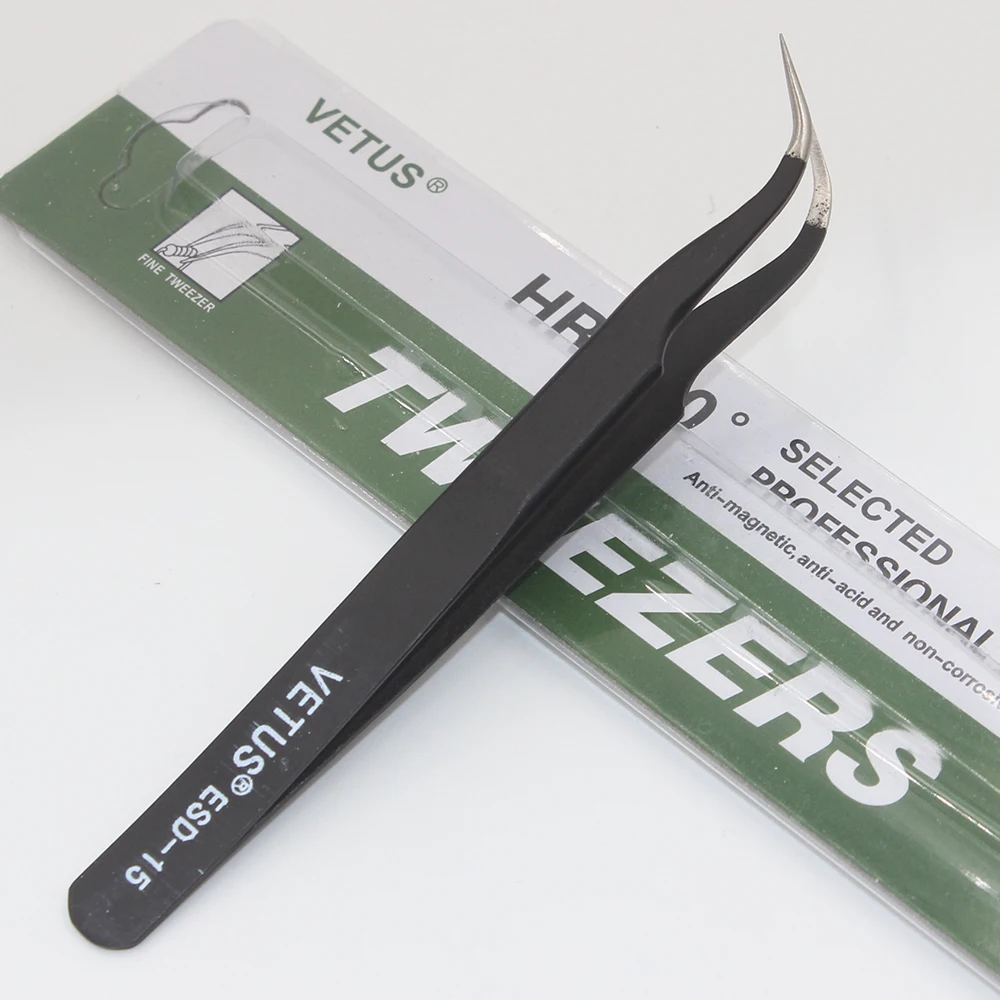 2pcs ESD-15 BGA Precision Tweezer Set Antistatic Tweezers