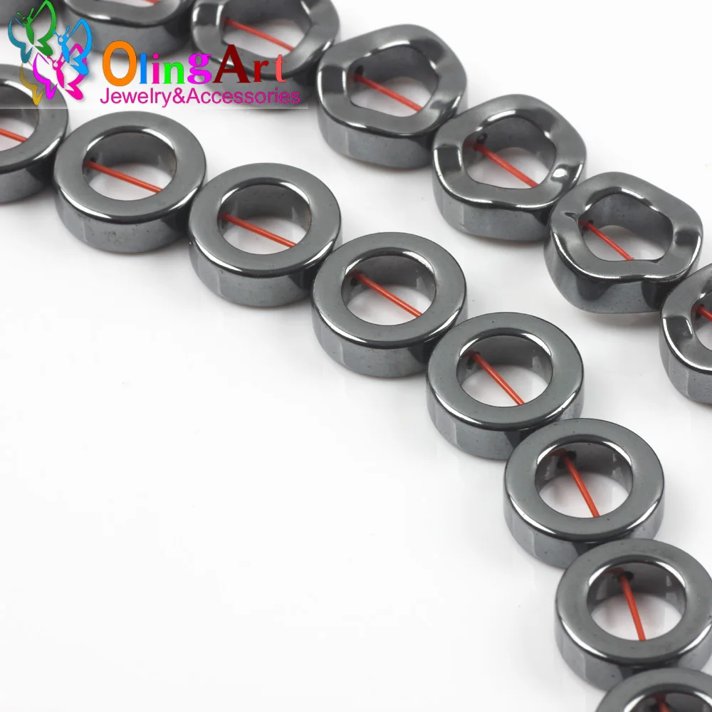 OlingArt  4/5*12MM 30PCS/lot Natural Stone Black Hematite Beads The ring necklace Bracelet earrings diy jewelry making