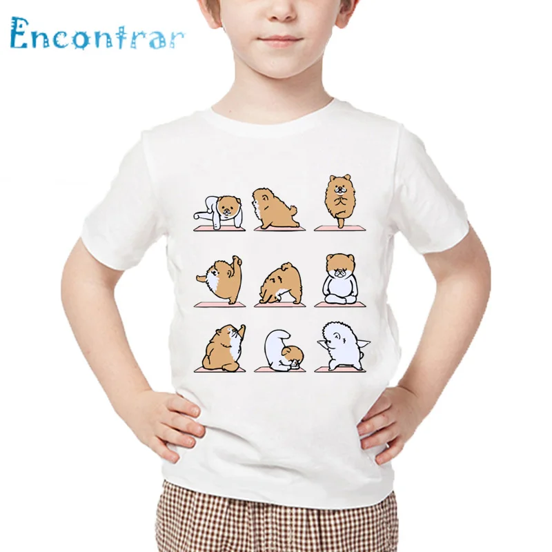 

Kids Cat/Sloth/Rabbit/Pug/Bulldog Do Fitness Print T shirt Children Summer White Tops Boys/Girls Cartoon Funny T-shirt,HKP2155