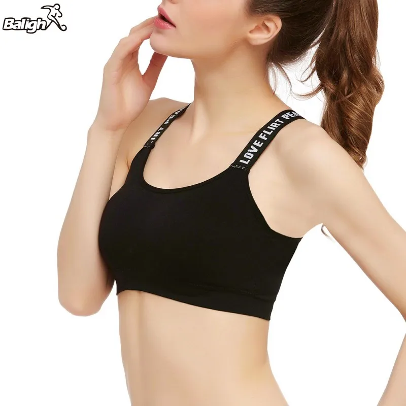 

Women Stretch Crop Yoga Padded Sports Bra Seamless Letter Racerback Fitness Vest Tops