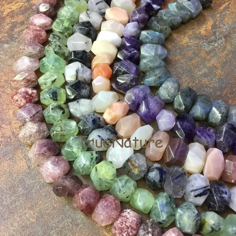 Mix Labradorites Crystal Quartzs Amethysts Moonstone Slab Nugget Beads Wholesale Natural Full Strand Bead In 13*18 mm BE6392