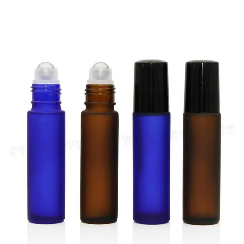 

500pcs/lot 10 ml essential oil glass bottle, 1/3 oz frosted glass roll on bottle, 10cc perfume roller vial Wholesale