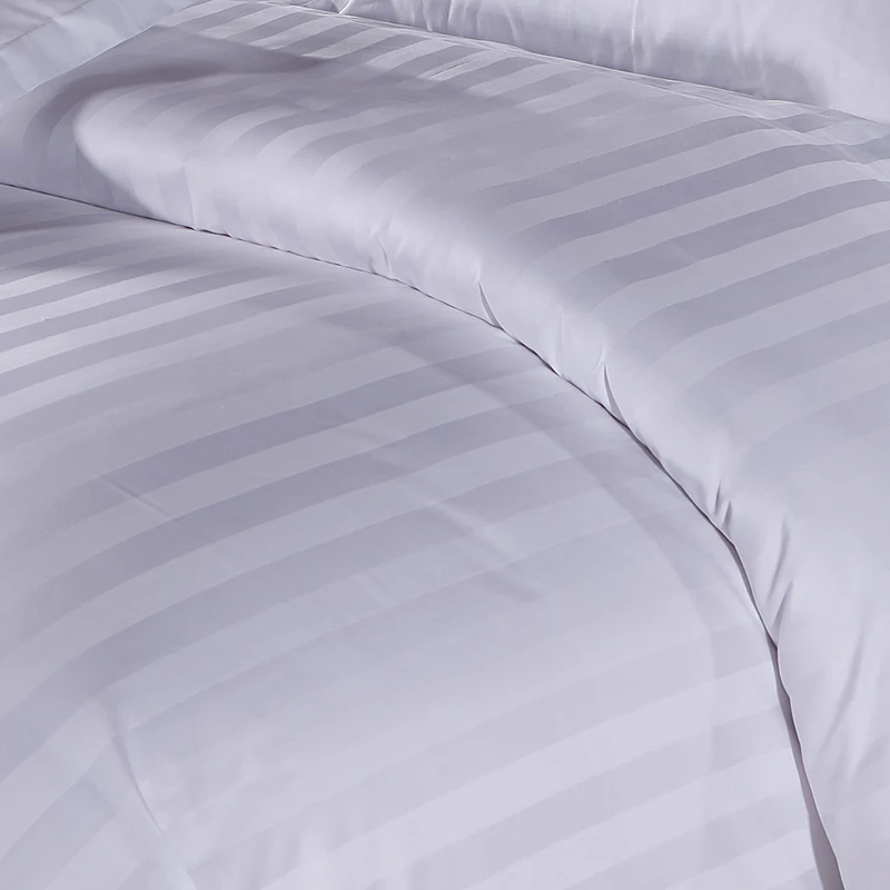 Quilt Case for Bed Top 5 Stars Hotel Quality Smooth Glossy Full Cotton White Parallel Lines 100% Cottons Bedding Bag Duvet Cover