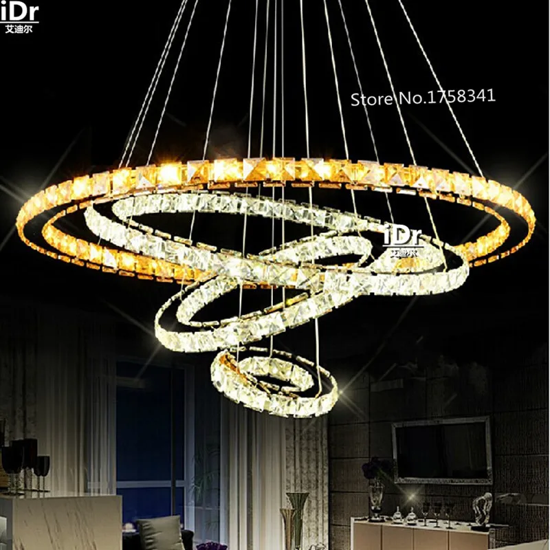 

Creative personality NEW Diamond 4 Ring LED K9 Crystal Chandelier Light Circles Crtstal lamp Upscale atmosphere free delivery