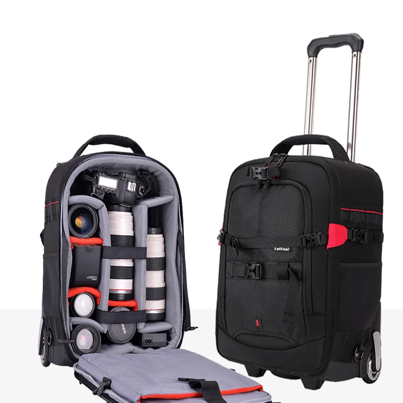 Hot!New Shoulder Travel Bag,Photography backpack,Professional camera bag,Trolley Suitcase,Men Cabin Rolling luggage bag