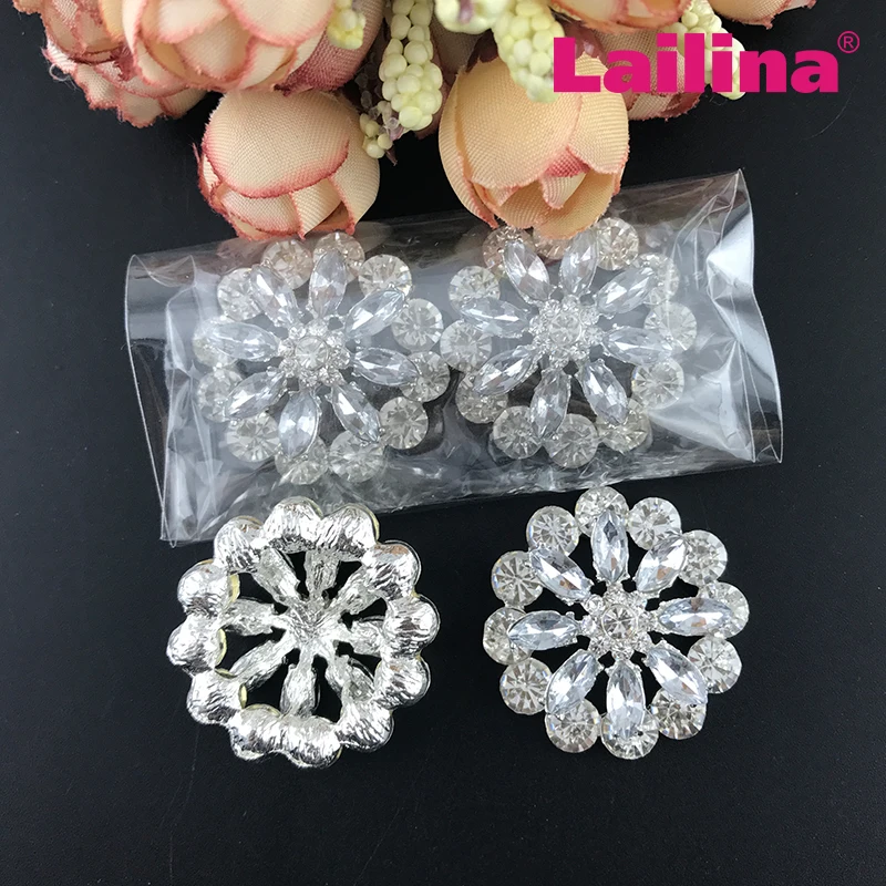 100pcs/lot 30mm crystal flower button crystal rhinestone button for wedding