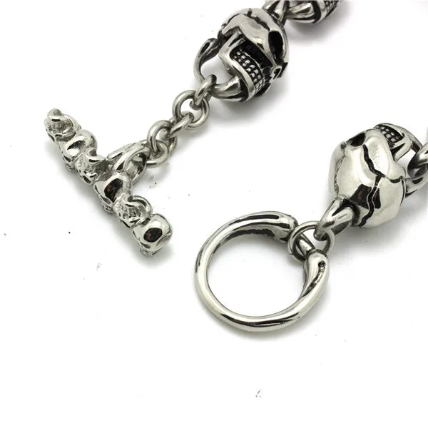 Hot!! Fast Shipping Polishing Sliver Ghost Skull Bracelet 316 Stainless Steel Hot Sale Cool Skull Bracelet