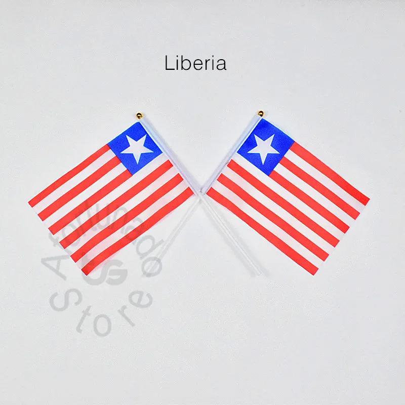 Liberia 14*21cm 10pieces  flag Banner   meet Parade party Hand waving Flag Liberia National Flag