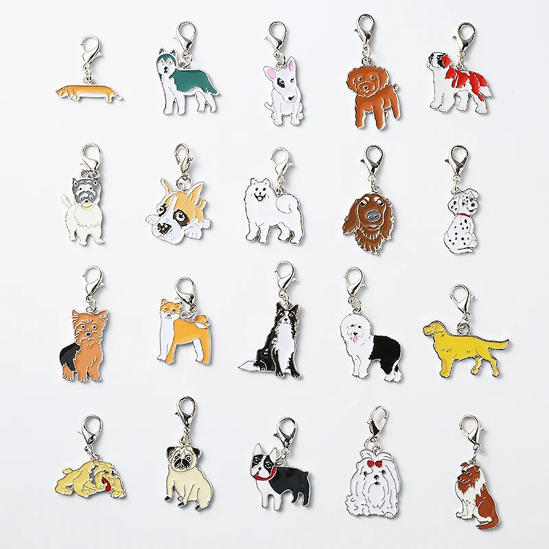 Gwwfs 10pcs/Lot Cute Animal Dog Pendant DIY Fashion Jewelry Bag Charm Pet Dog Tag Necklace Dachshund Tag Dog Lovers Friends Gift