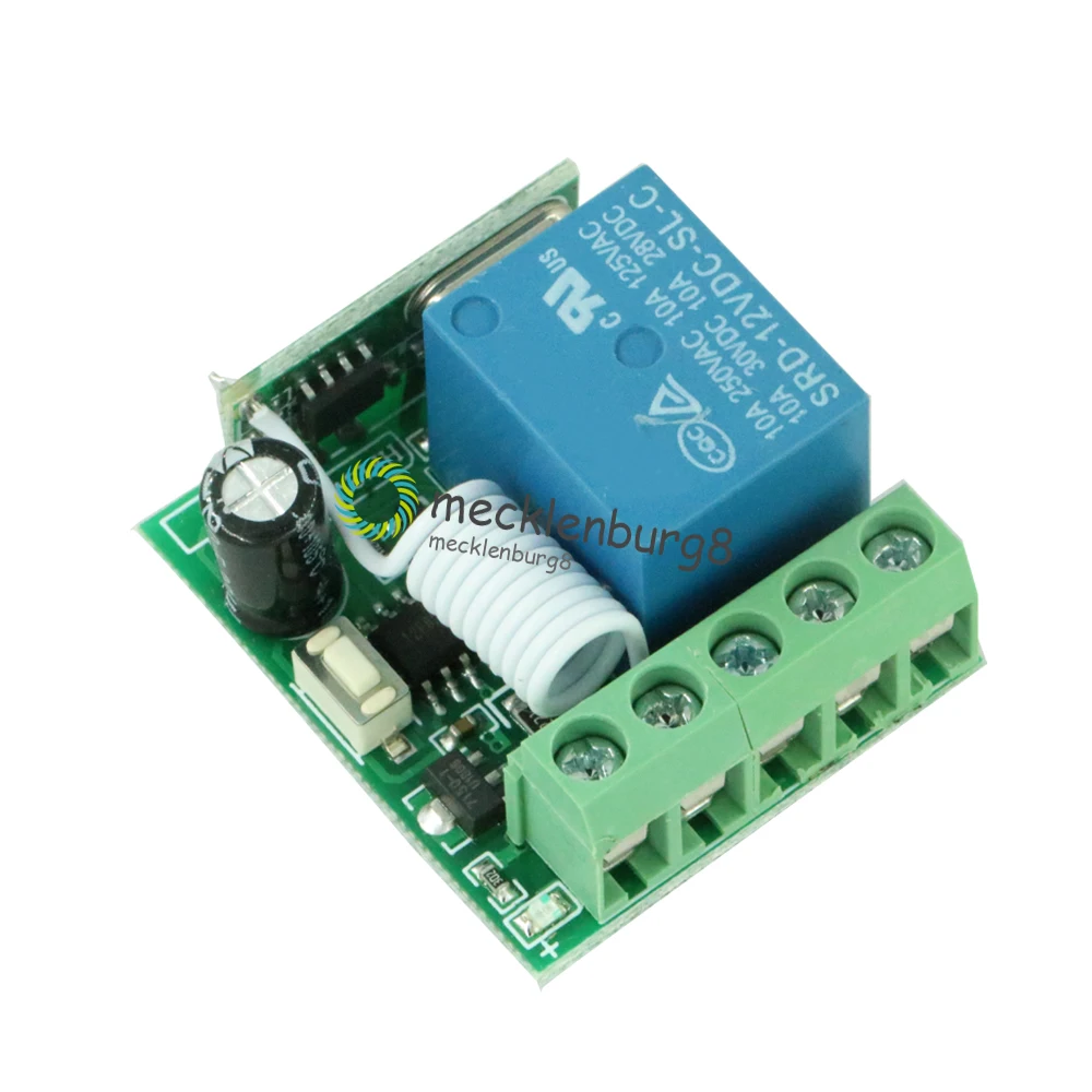 DC 12 V to 1 channel 433 mHz wireless relay module RF remote control Switch oscillator receiver control Lehr board MCU RF freque