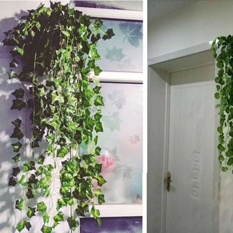 240cm 1Pcs Artificial Fake Hanging Vine Plant Leaves Simulation Climbing Vines Garland Home Garden Wall Club Decoration Green