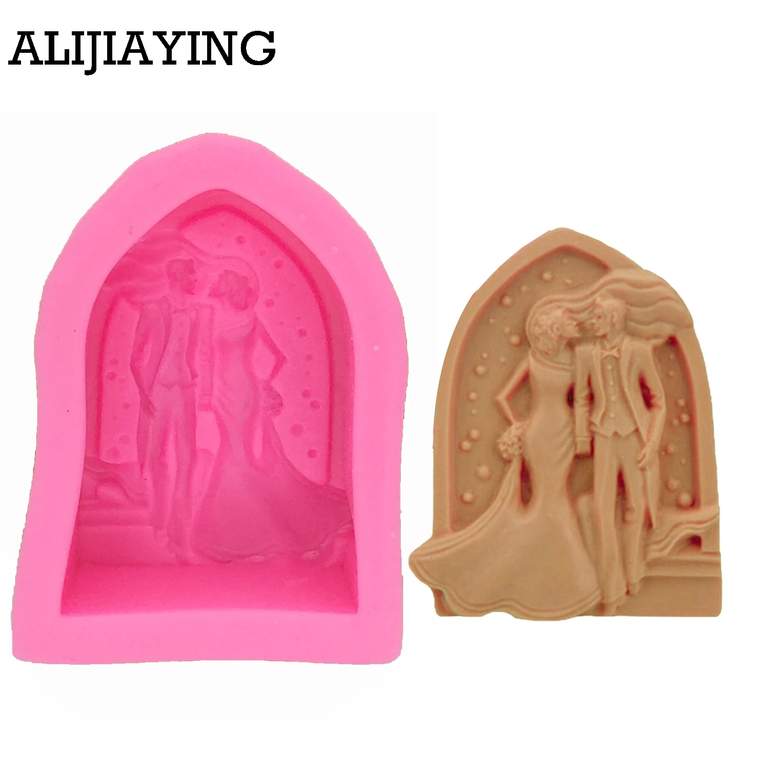 M0660 Bride groom couple Silicone Molds cake Decoration Fondant Cake Decorating Baking Tools Man woman Soap candles mould