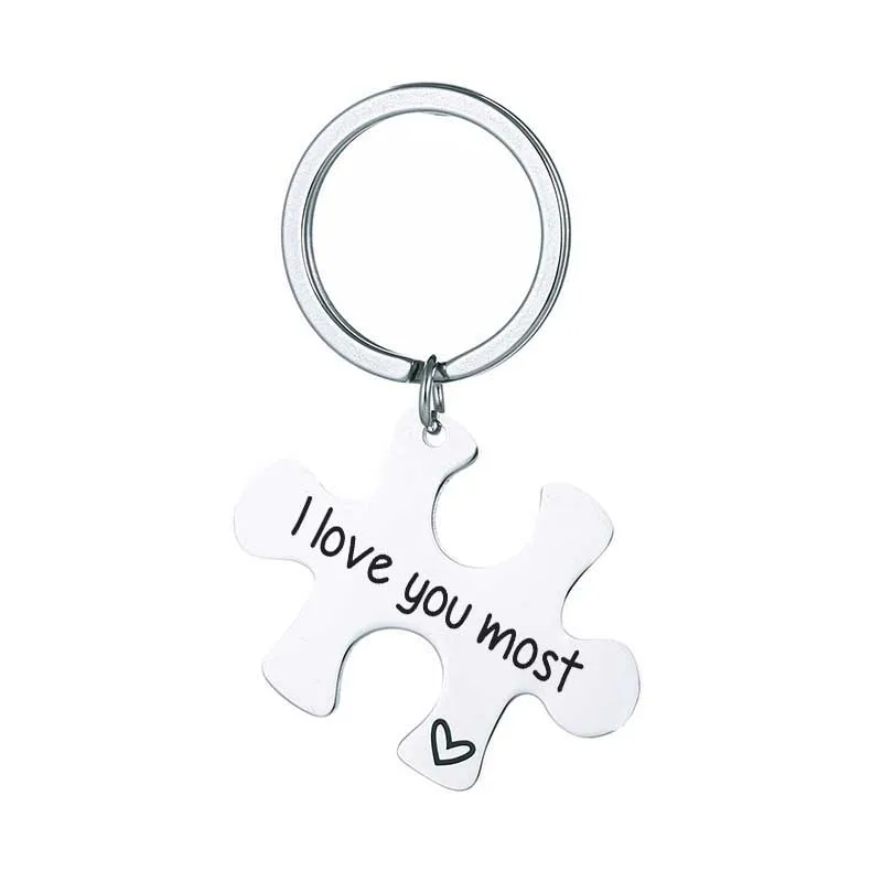 MYLONGINGCHARM Specialized Valentine's Gifts-304 stainless steel Couple Keychain-Customized Keychain i love you most G3123