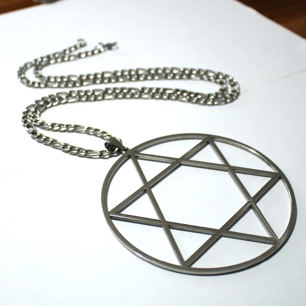 NK Figaro chain Large 4 inch Size Stainless Steel hexagram star of David Wicca paganism Pendant Necklace