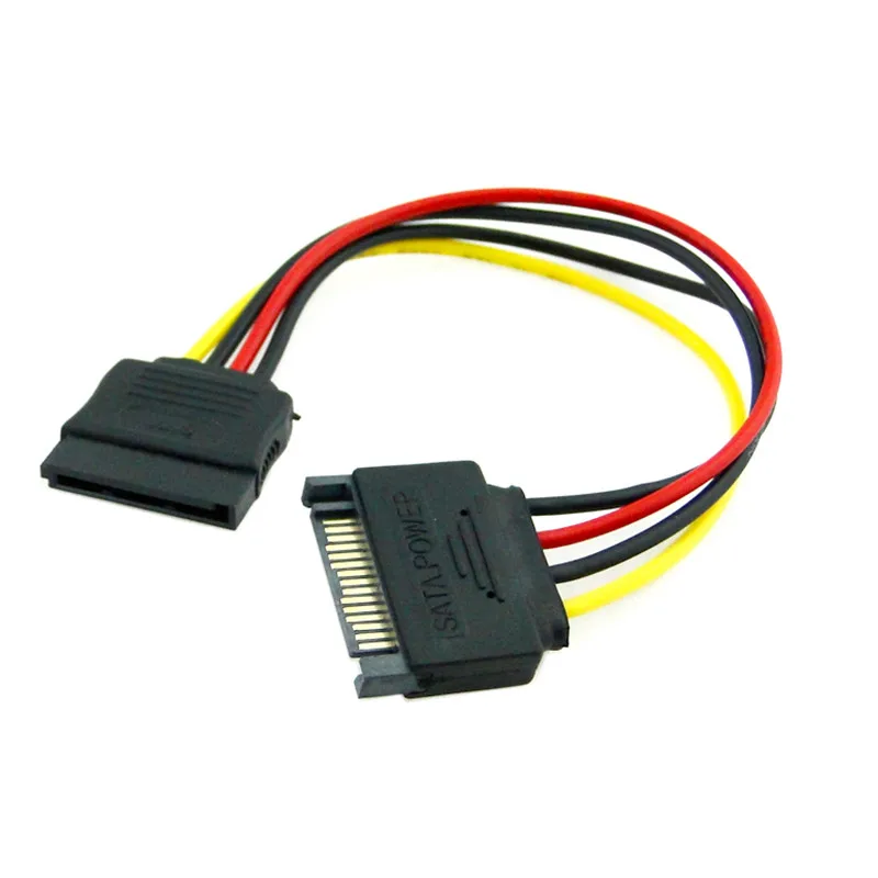 100pcs/lot SATA 15pin Male to Female SATA hard disk Power Extension Cable Sata M to Sata F cable for HDD for PC 20cm