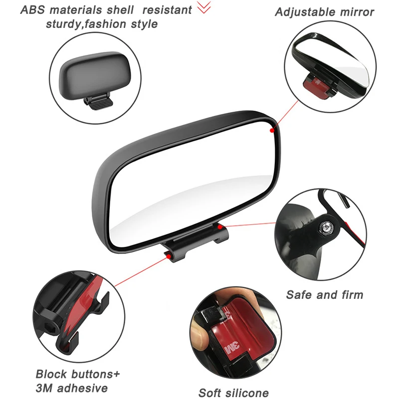 YASOKRO Rotation Adjustable Rear View Mirror Wide Angle Lens Car Blind Spot Mirror for Parking Auxiliary Free shipping