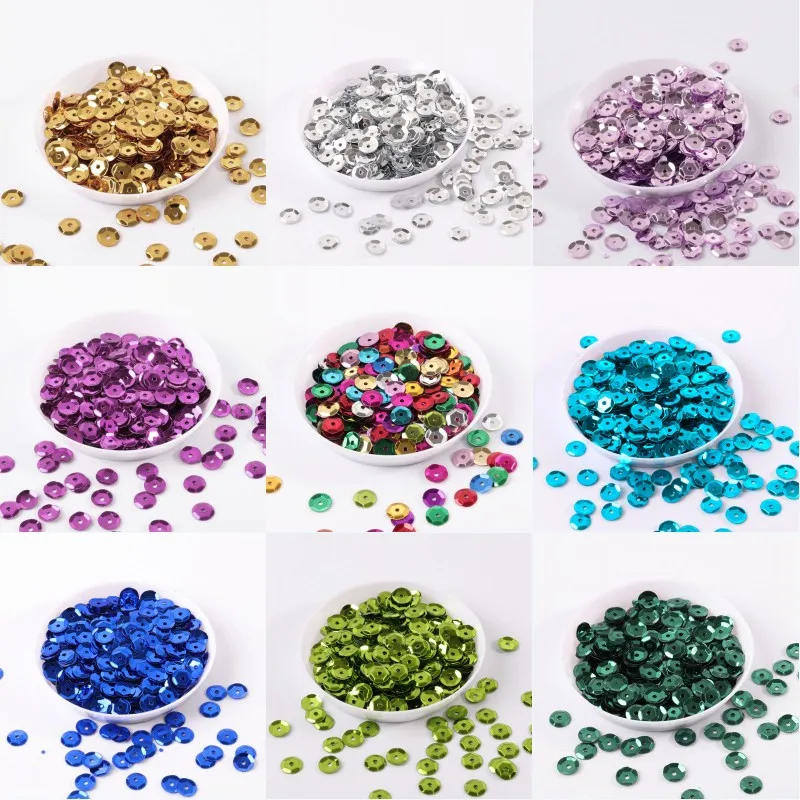 10 g/pacco 6mm Round Flake Rainbow Cup paillettes Flat Loose Paillette cucito indumento vestito decorazioni fai da te