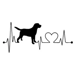 17.8*7.8CM Labrador Retriever Heartbeat Love Decal Car Sticker Creative Fashion Car Accessories Black/Silver C6-1333