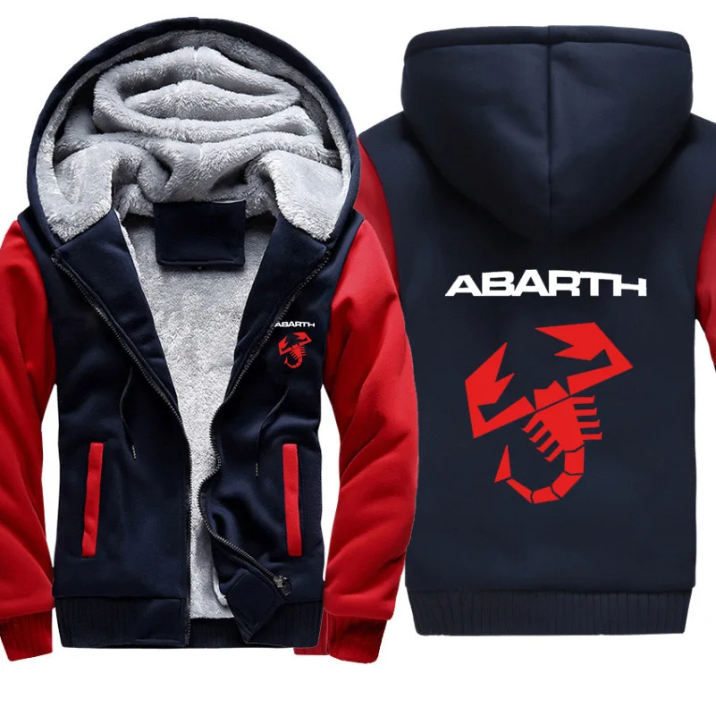 Hoodies Men Abarth Car Logo Print Jacket Men Hoodies Casual Winter Thicken Warm Fleece cotton Zipper Raglan Coat Male Tracksuits