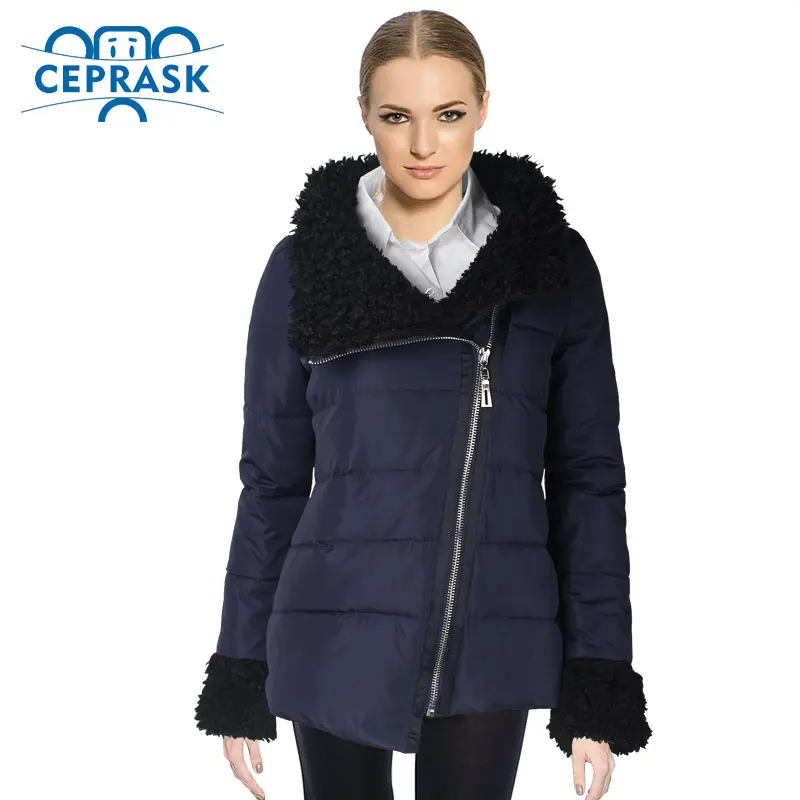 Ceprask 2023 New High Quality Warm Down Jacket Women Parka Padded Cotton Short Fur Jacket coat Womens Clothing Outerwear