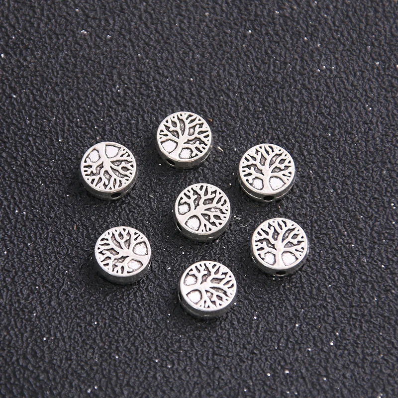 20pcs 9*9mm Three Color Round Tree pacer Bead Charms For Diy Beaded Bracelets Jewelry Handmade Making