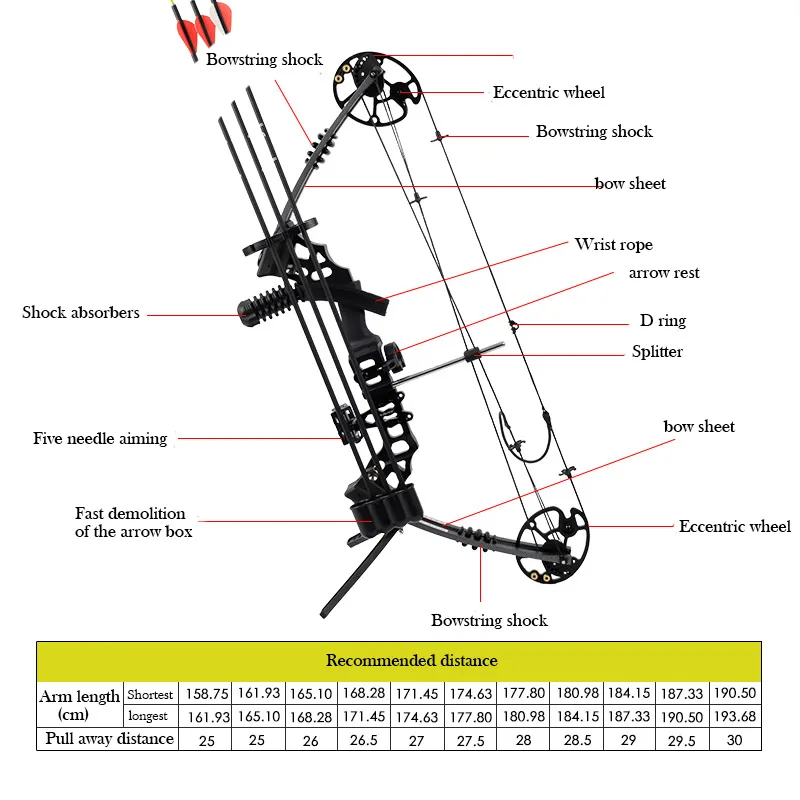 Junxing M120 Dream Hunting Compound Bow Right Hand Outdoor Shooting Bow Archery Arrow Set 2 Color