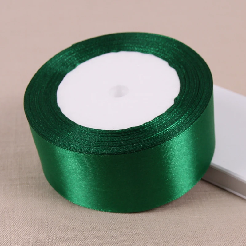 25yards/roll Green Silk Satin Ribbon Wedding Party Home Decoration Gift Apparel Sewing Fabric Bow Material DIY Hair Accessories