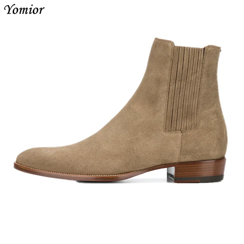 

High Quality Brand Pointed Toe Chelsea Boots Genuine Leather Men Ankle Boots Business Office Banquet Fashion Big Size Shoes