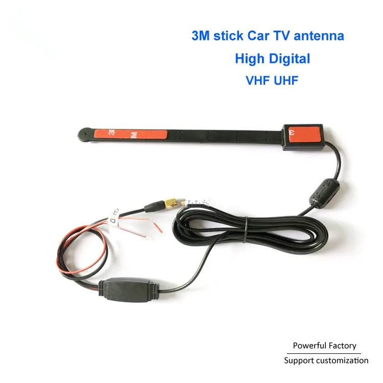 Outdoor Waterproof HDTV VHF UHF 3M Stick Car TV Antenna with Amplifier SMA Male