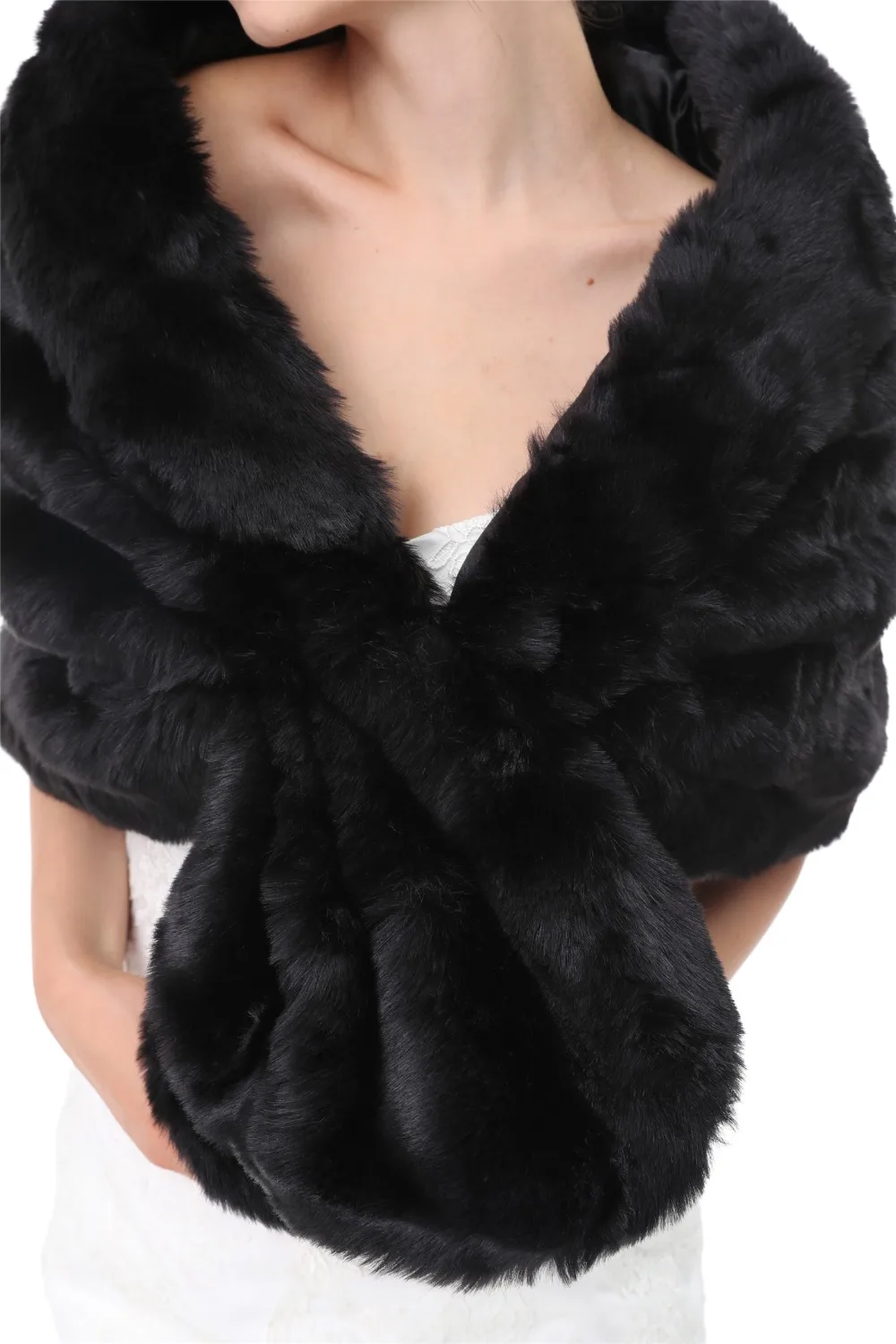 JaneVini Mode Vrouwen Winter Bruiloft Bont Sjaal 2018 Witte Cape Black Bridal Fur Jacket Party Prom Schouder Wraps Bruids Bolero