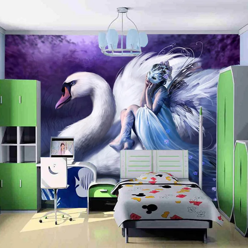 

beibehang Customize any size murals papel de parede photo wallpaper roll Children's cartoon Swan murals 3d wallpaper bedroom