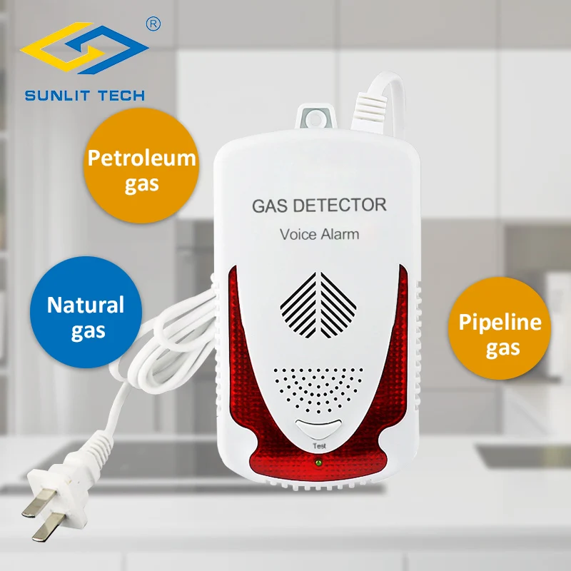 Combustible Natural Gas Leak Sensor LPG Gas Detector with Voice Alarm 85dB High Decibel for Gas Leak Alarm System