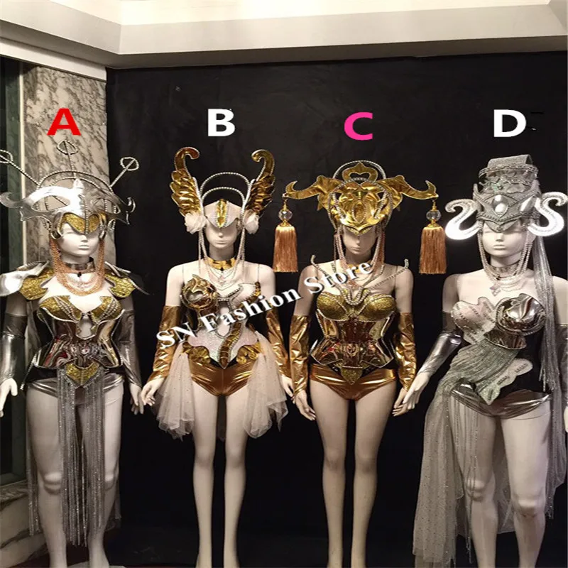 Women 12 constellations ballroom no led costumes bar dj dance singer sexy dress bra models performance show wears bra club cloth