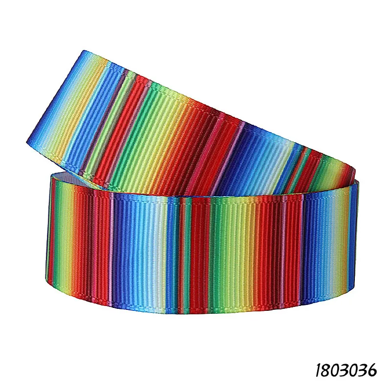 Rainbow stripe grosgrain ribbon print Mexican blanket pattern 50yards FOE