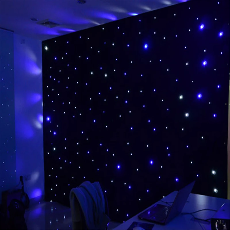 Luxury 3X3 Meters Blue-White Color LED Star Curtain Party Stage Backdrop Cloth For Wedding Centerpieces Dance Decoration