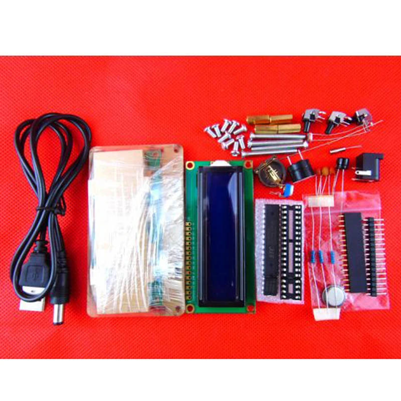 1 Set 5V LCD1602 Multifunction Electronic Clock Suite Microcontroller 51 Production Diy Kits With Case