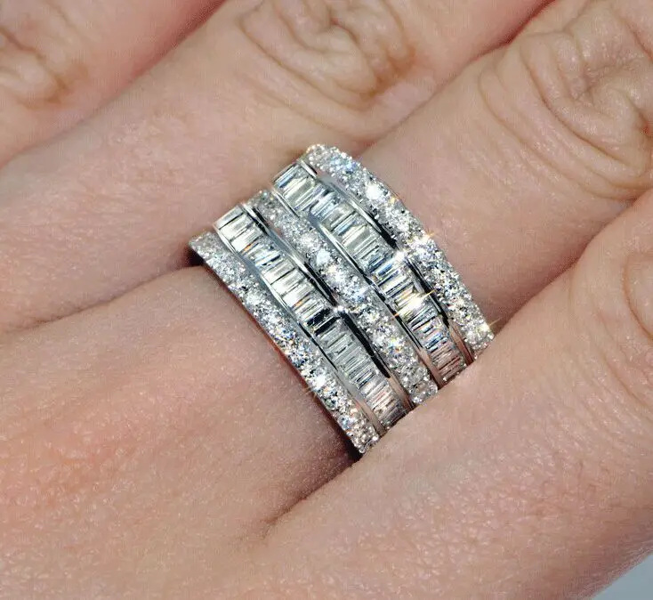 YaYI Jewelry Princess Cut 8.6 CT White Zircon Silver Color Engagement Rings Wedding Heart Rings Girls Party ring  Gifts 444