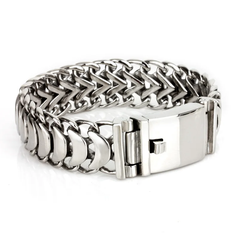 20mm Unique Mens Silver color Polish Scorpion Bracelet Bangle Chain wristband Stainless Steel watchband