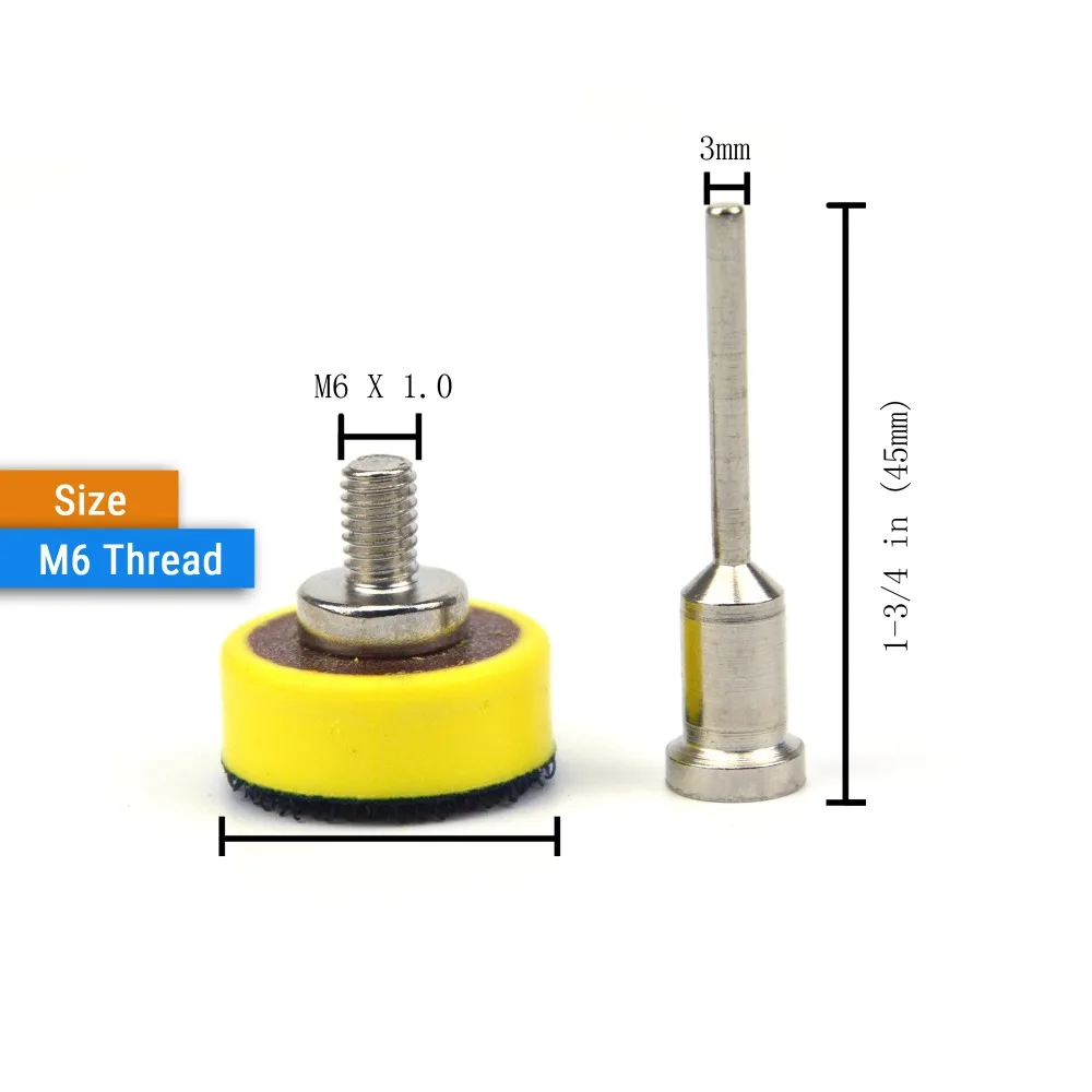 1 zoll 25mm Zurück-up Schleifen Pad 2,35mm Schaft oder M6 Gewinde 3mm Schaft für 1 "haken und Schleife Schleifen Discs für Dremel Zubehör