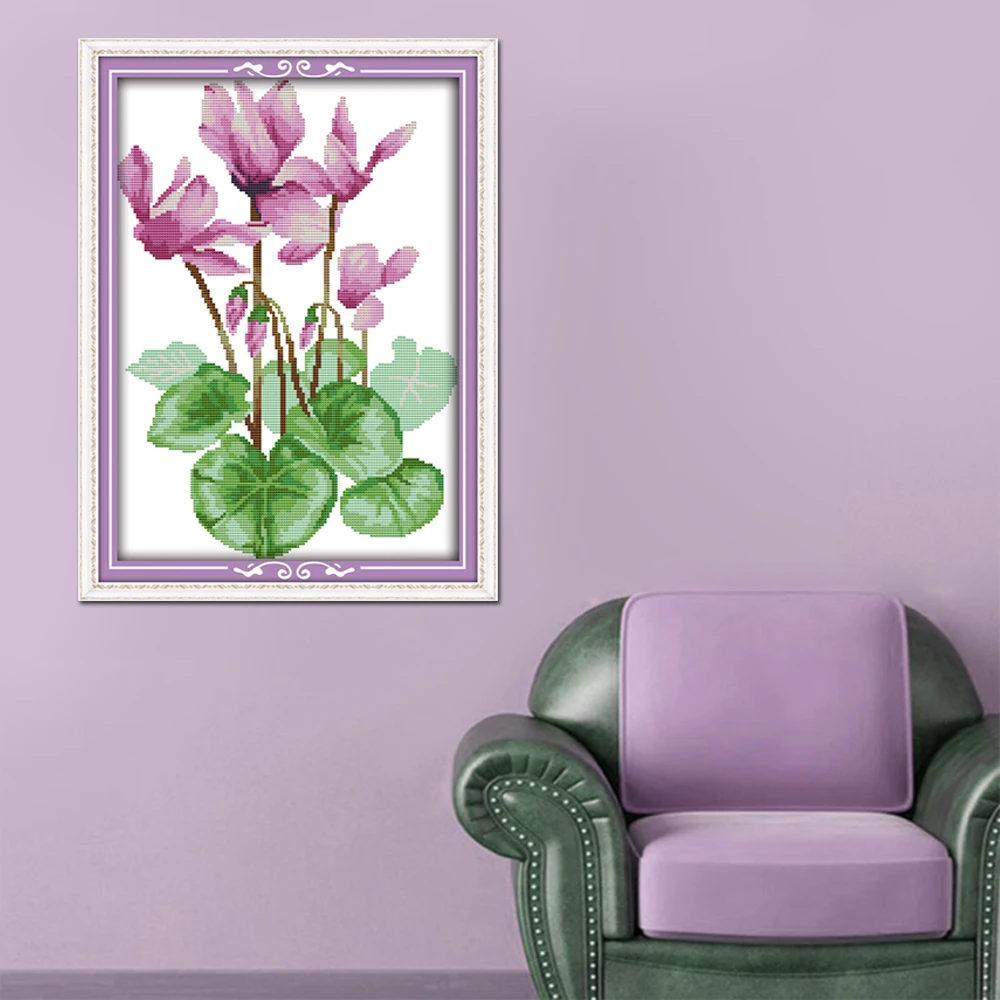Joy Sunday-Flowers Embroidery Kit, Stamped, Counted Purple Flower, DIY Cross Stitch Kit, Home Decoration, H588, 14CT, 11CT