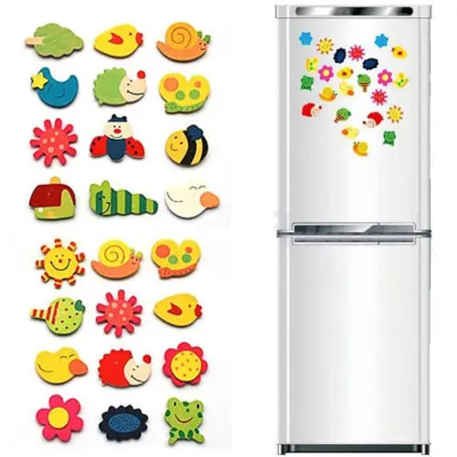 12Pcs Set Baby Kids Wooden Cartoon Animal Cute Fridge Magnet Eco Child Educational Toys Refrigerator Magnets Gift Ideas