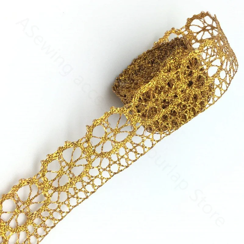 Quality5Yards 3 cm Del Merletto Del Nastro Del Tessuto di Pizzo Ricamato Finiture In Oro Argento Accessori di Cucito FAI DA TE Decorazione di Abito