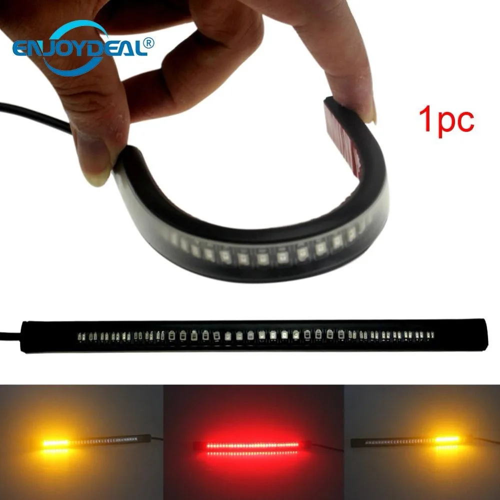 Motorcycle Plate Brake Tail Lamp Universal 48 LED Flexible  Signal Turn Light 12V LED Strip Light Waterproof brake light strip