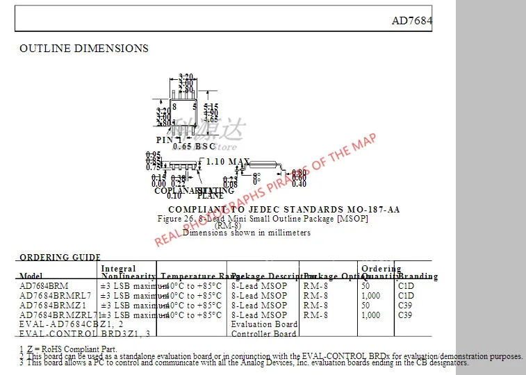 5 개/몫 AD7684BRMZ MSOP8 AD7684 C39 재고